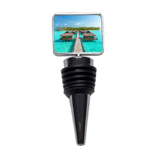 Over Water Bungalows Stunning Tropical Island Wine Bottle Stopper
