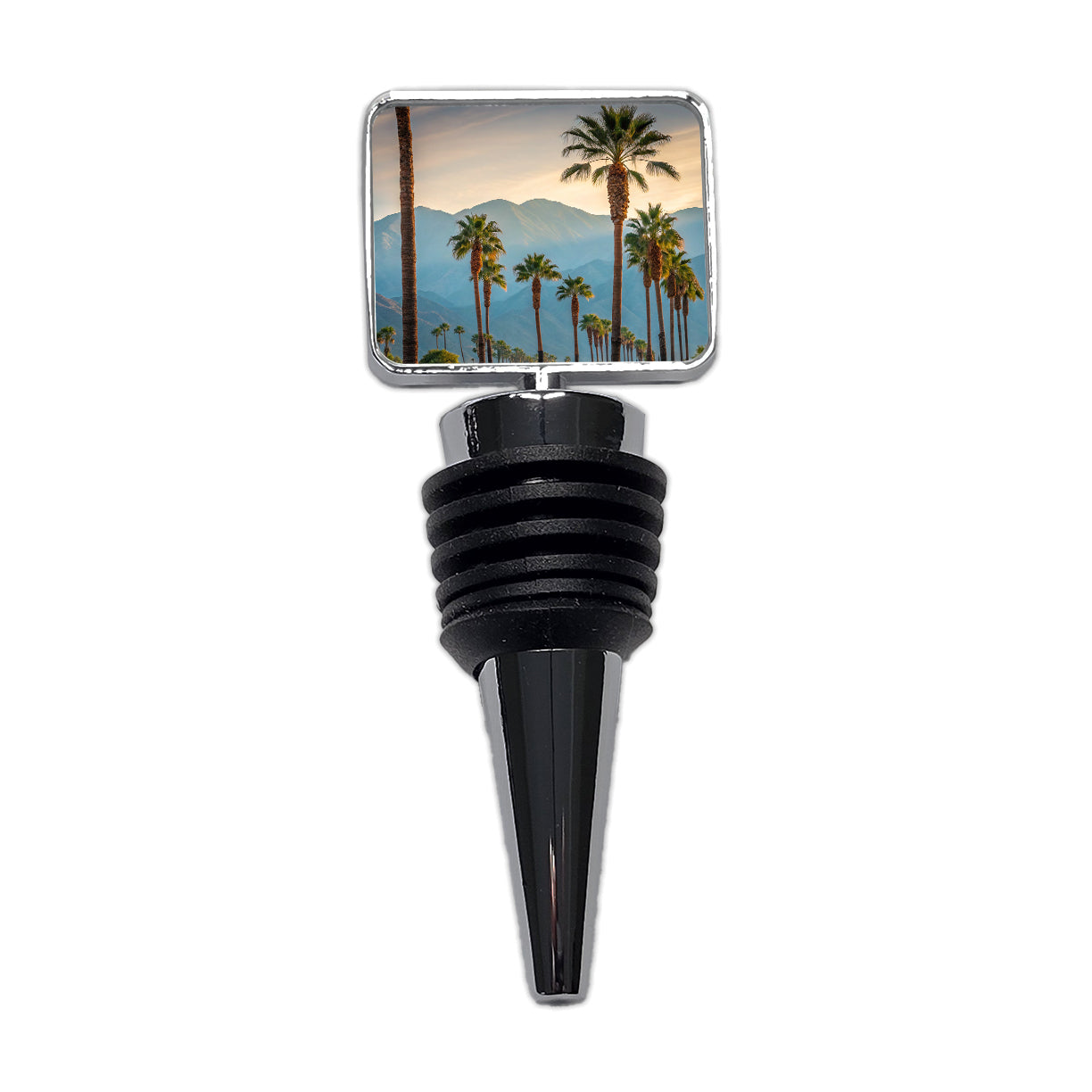 Palm Trees Mountains In Background Wine Bottle Stopper