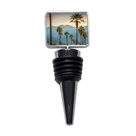 Palm Trees Mountains In Background Wine Bottle Stopper