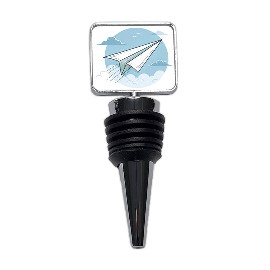 Paper Airplane Illustration Flying Sky Wine Bottle Stopper