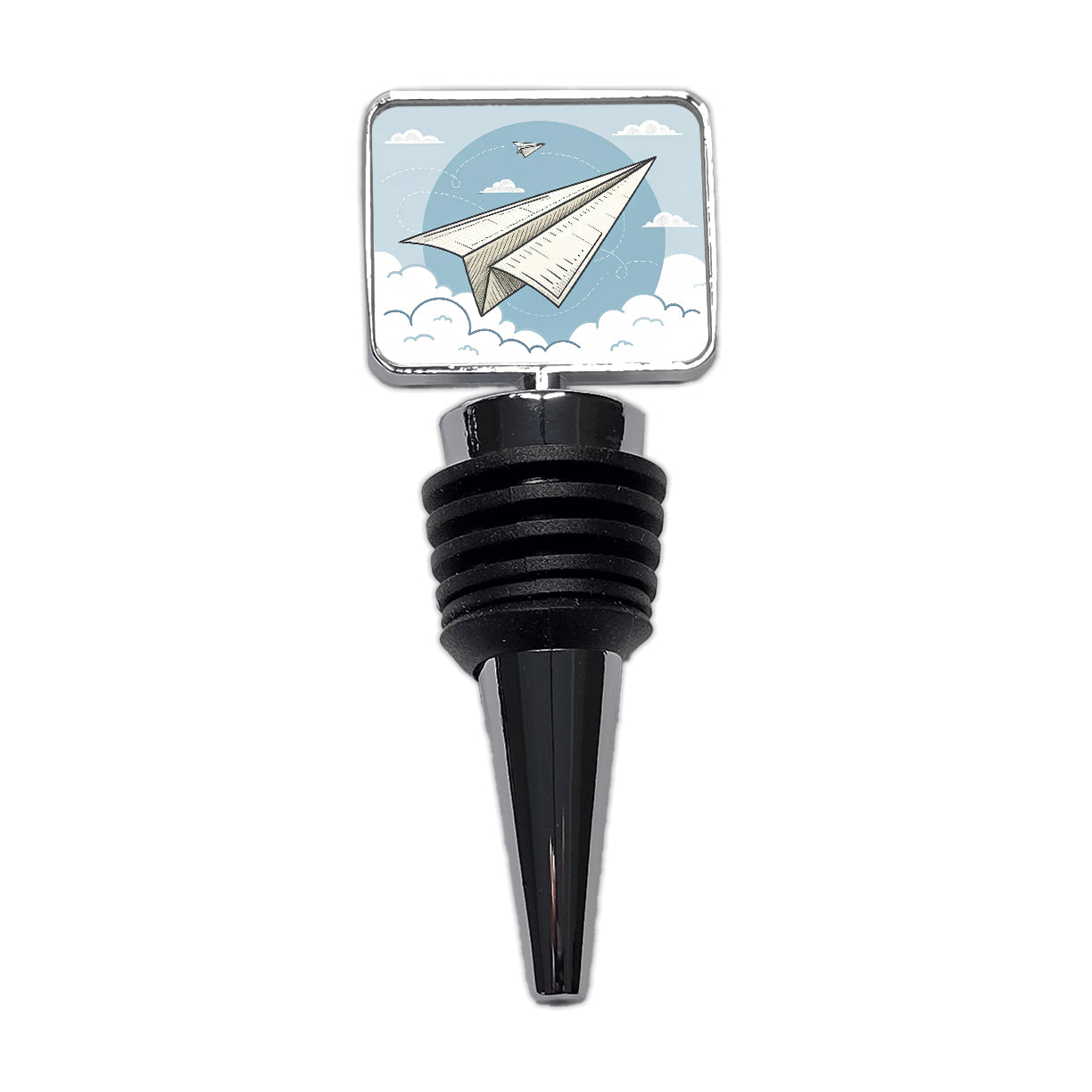 Paper Airplanes Flying Illustration Wine Bottle Stopper