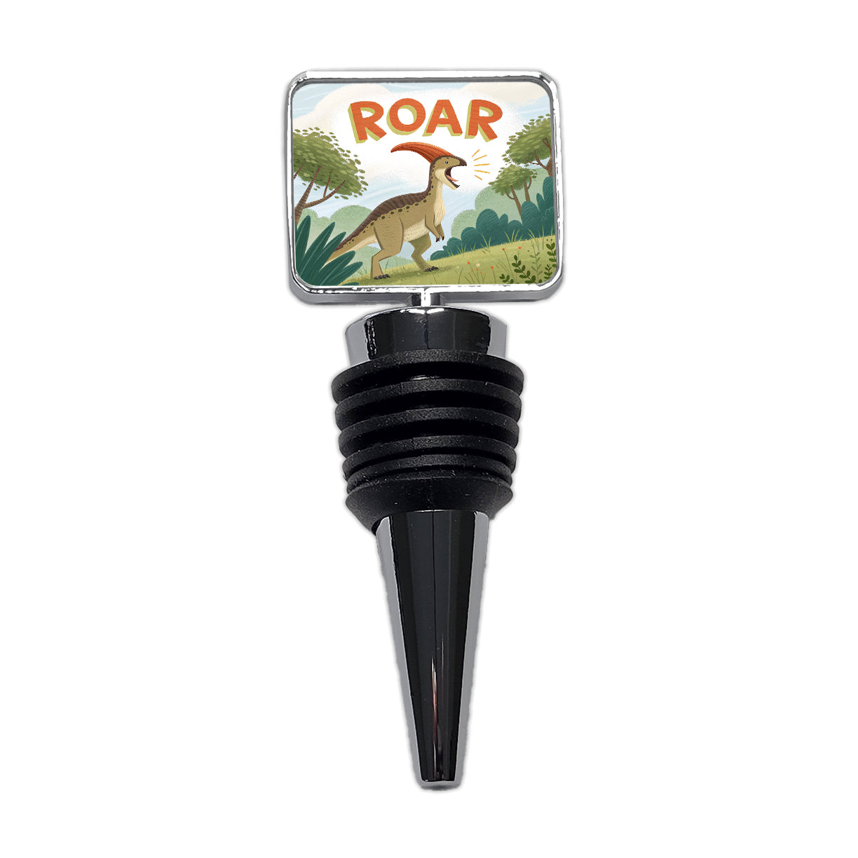 Parasaurolophus With Roar Bold Dinosaur Wine Bottle Stopper