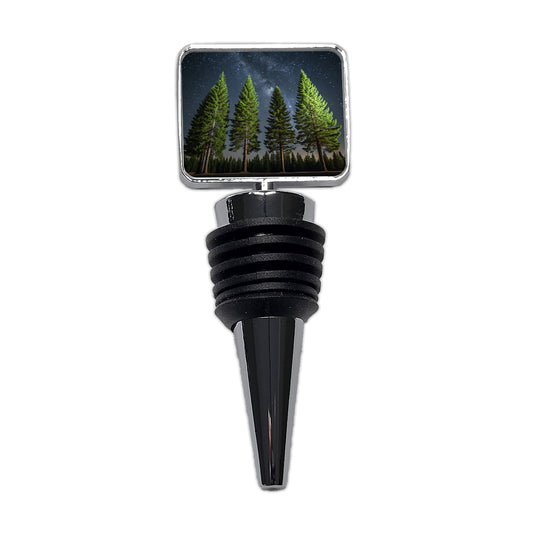 Pine Trees Star Packed Sky Wine Bottle Stopper