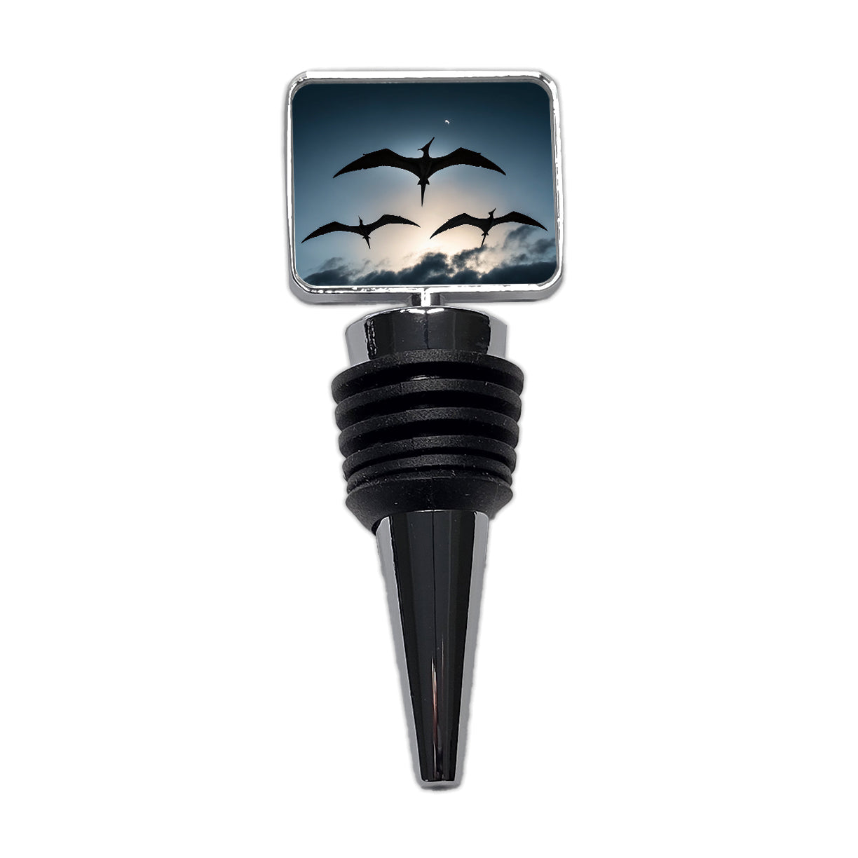 Pterodactylus Silhouettes Flying Dinosaurs Wine Bottle Stopper