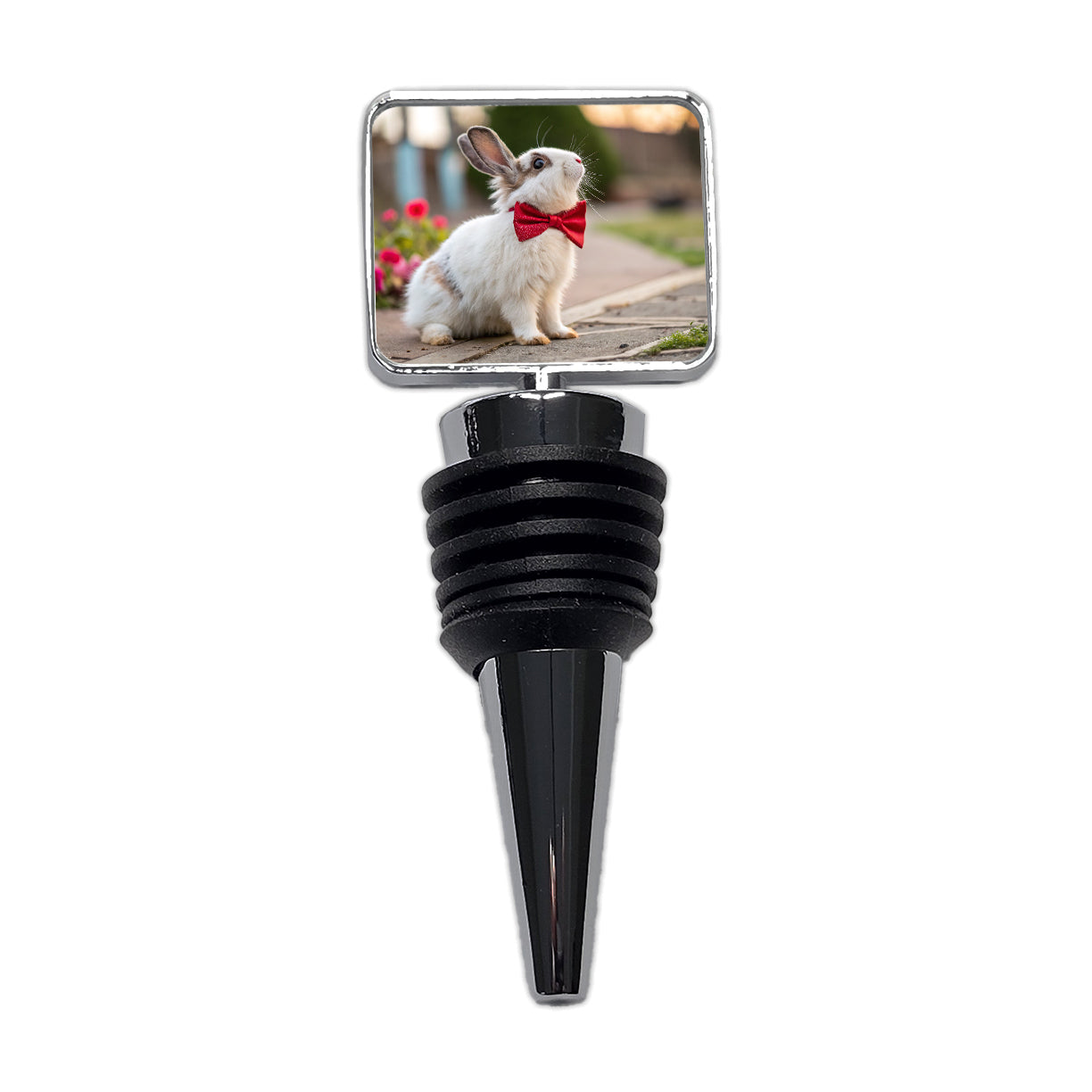 Rabbit Wearing Bow Tie Funny Easter Wine Bottle Stopper