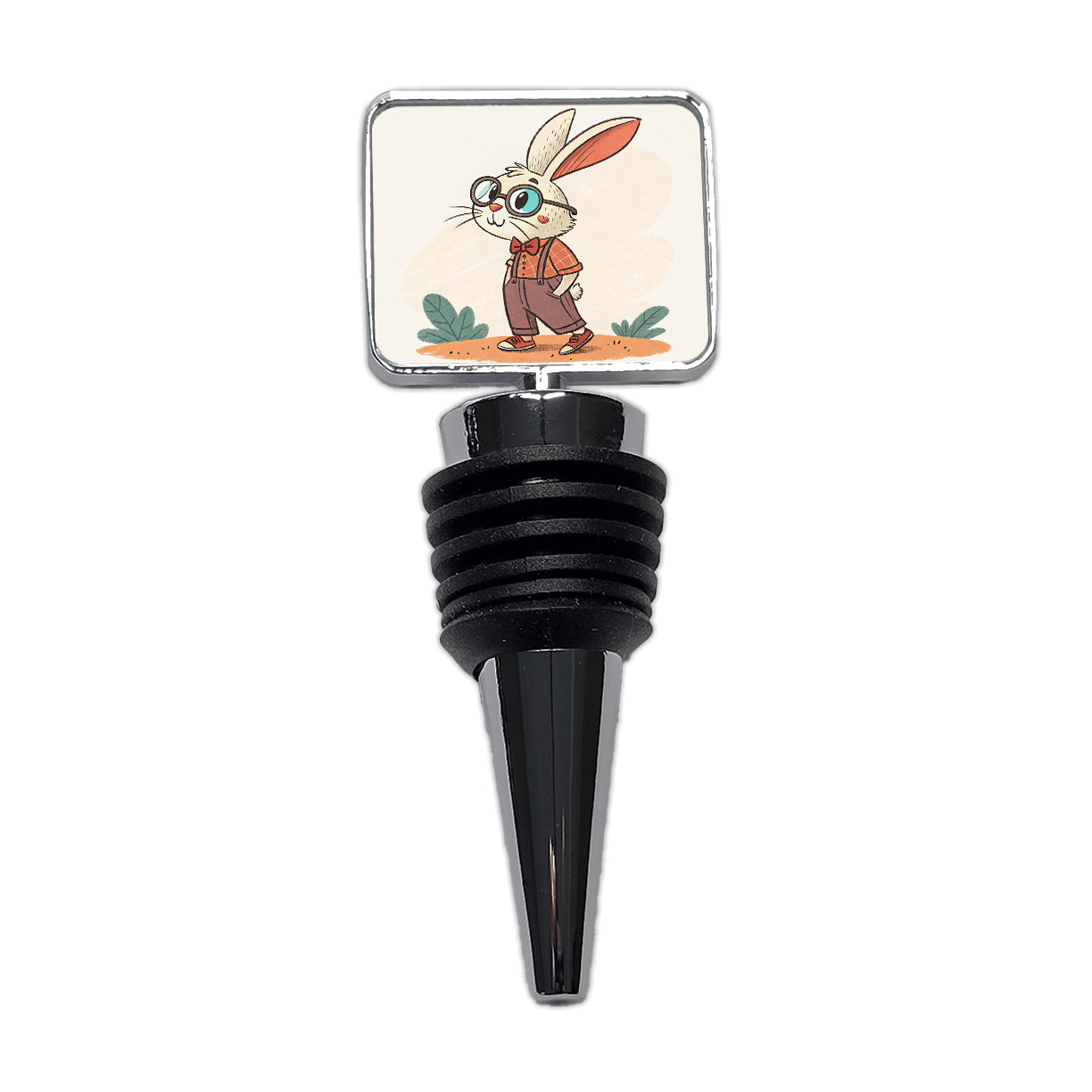 Rabbit Wearing Glasses Nerdy Cute Easter Wine Bottle Stopper