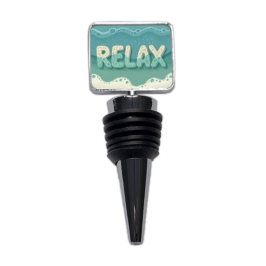 Relax Sea Foam Ocean Beach Wine Bottle Stopper
