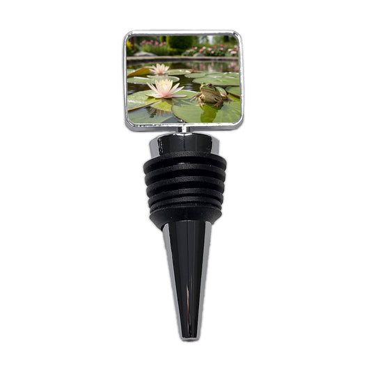 Relaxed Frog On A Lily Pad Wine Bottle Stopper
