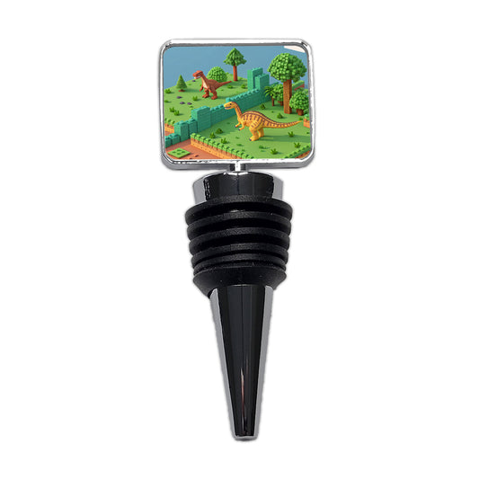 Retro 8 Bit Pixel Art Style Dinosaurs Wine Bottle Stopper