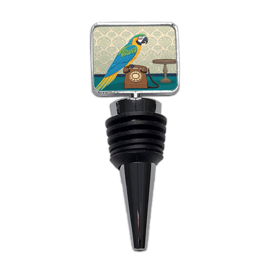 Retro Macaw Phone Bird Wine Bottle Stopper