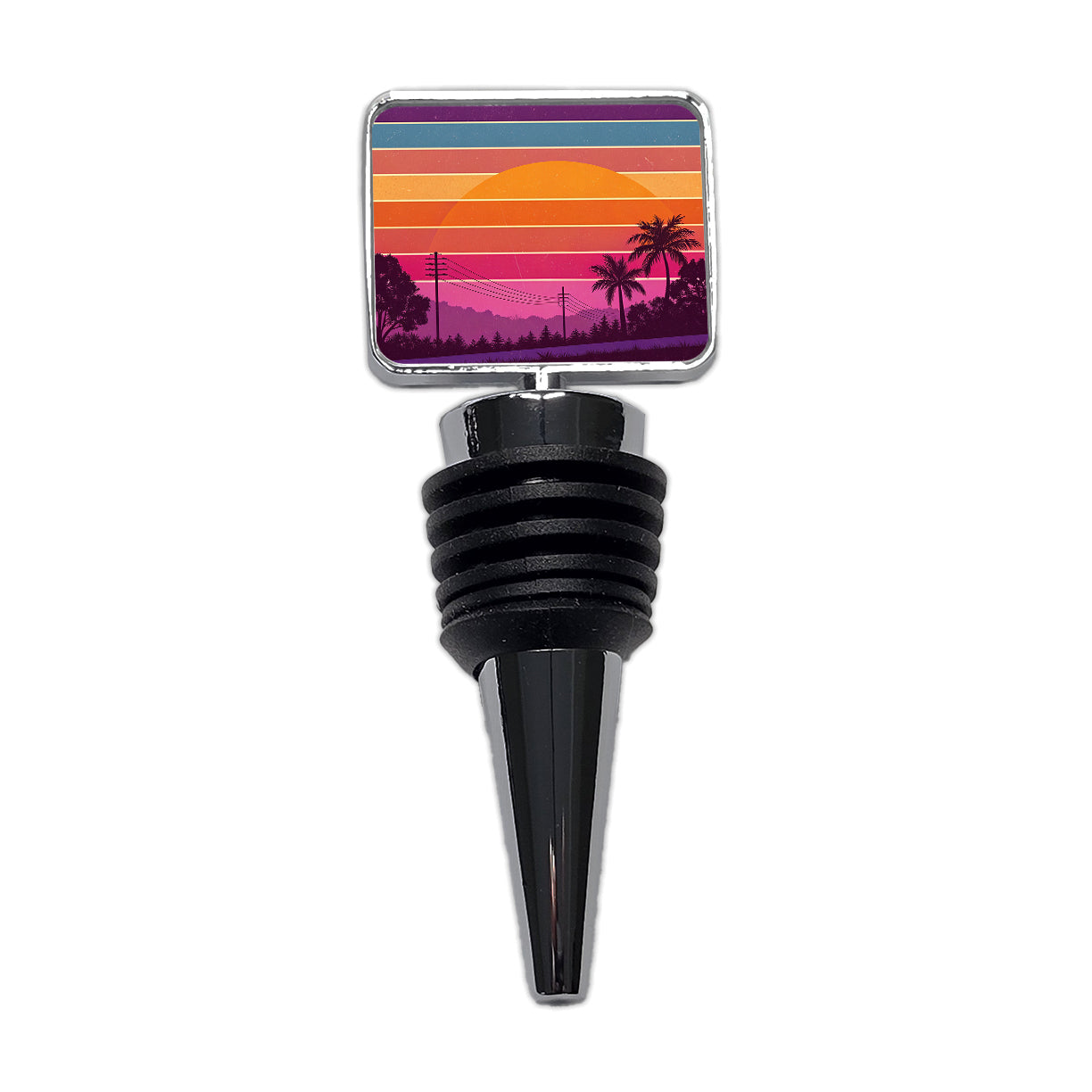 Retro Sunset Stripes Wine Bottle Stopper