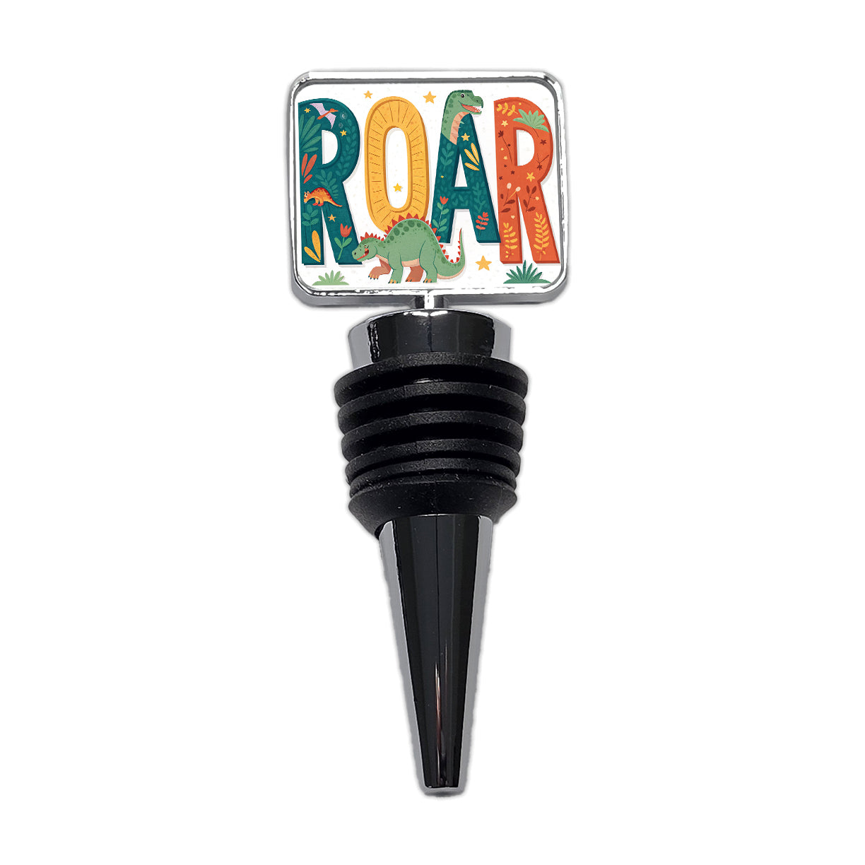 Roar Bold Colorful Dinosaurs Cute Wine Bottle Stopper