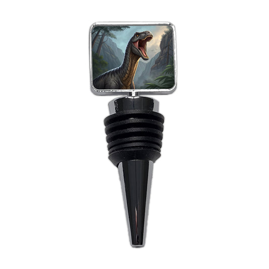 Roaring Argentinosaurus Dinosaur Mountains Wine Bottle Stopper
