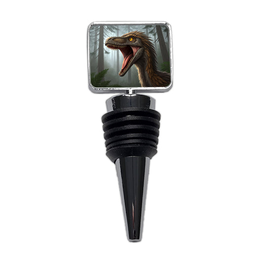 Roaring Troodon Dinosaur Forest Wine Bottle Stopper