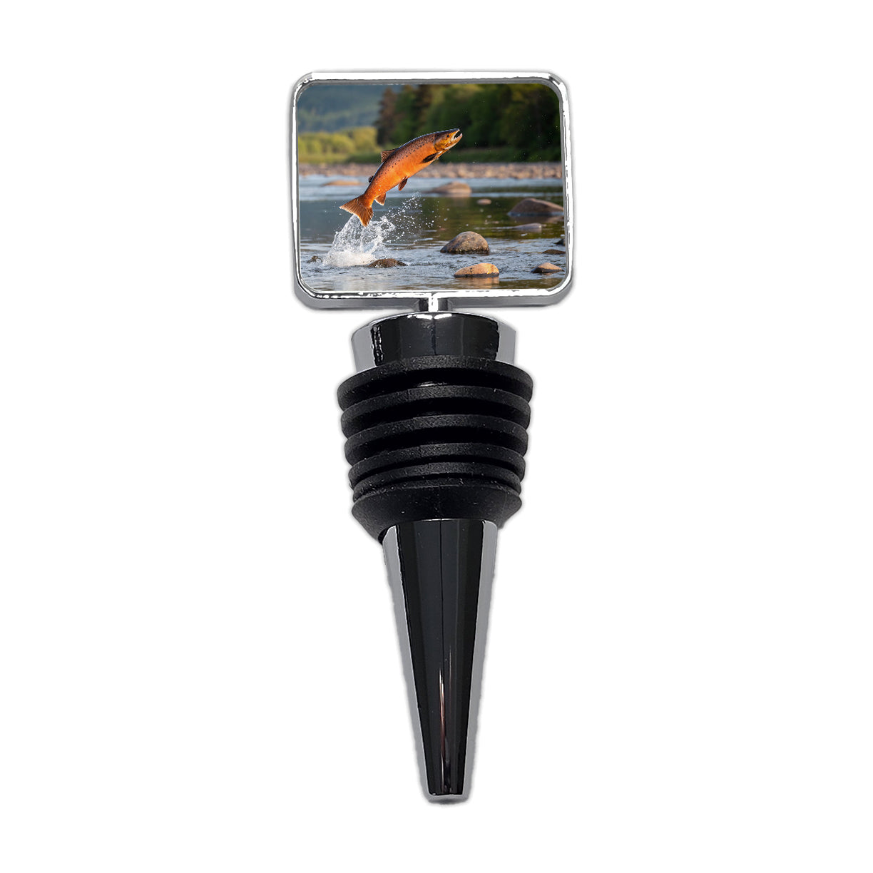 Salmon Fish Jumping River Fishing Wine Bottle Stopper