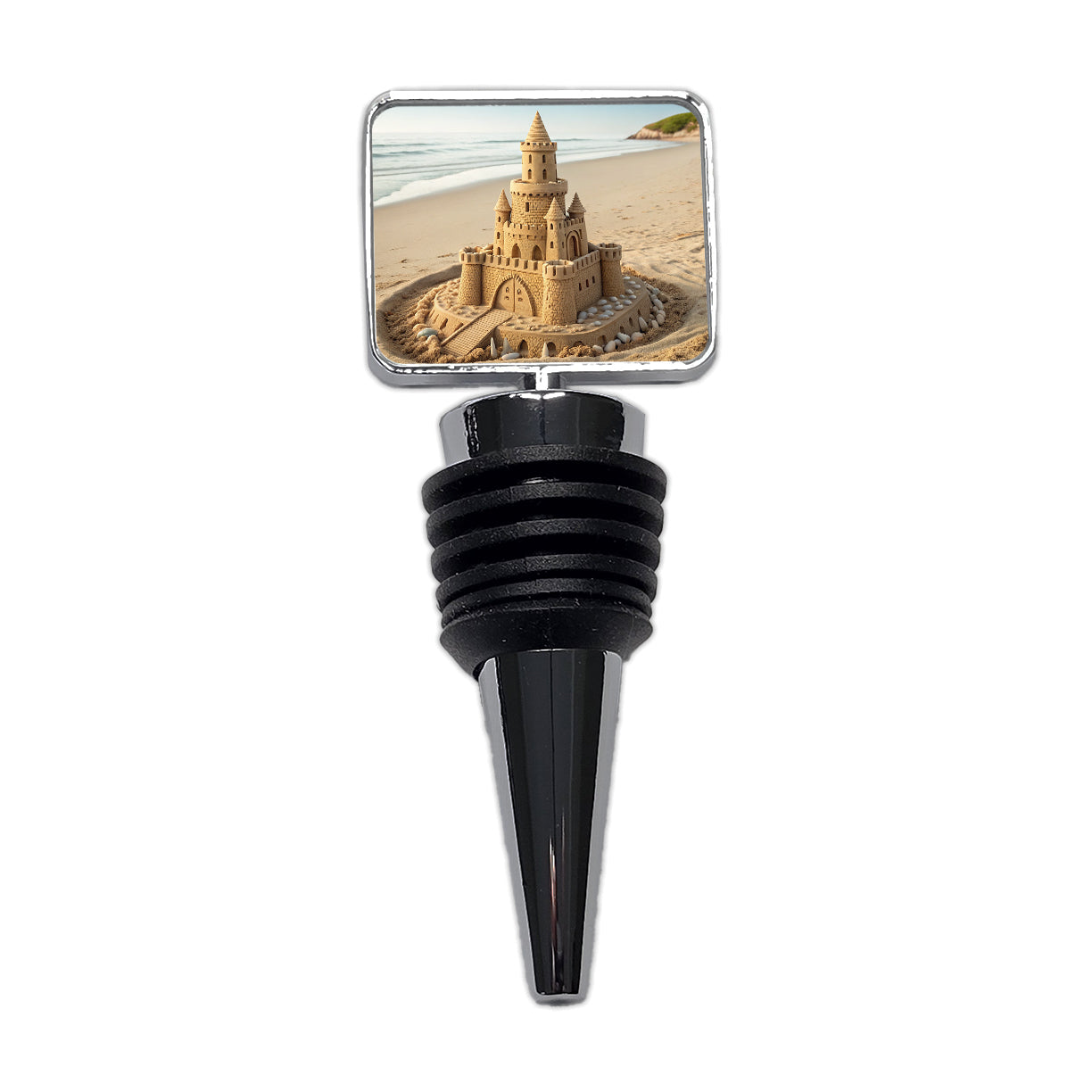 Sandcastle On Beach Cute Wine Bottle Stopper