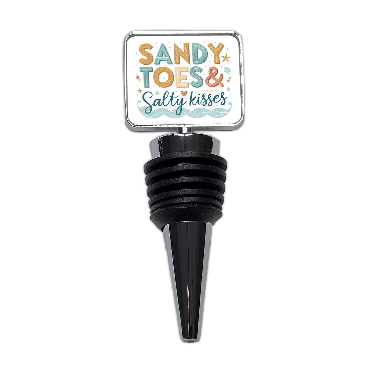 Sandy Toes Salty Kisses Ocean Beach Wine Bottle Stopper