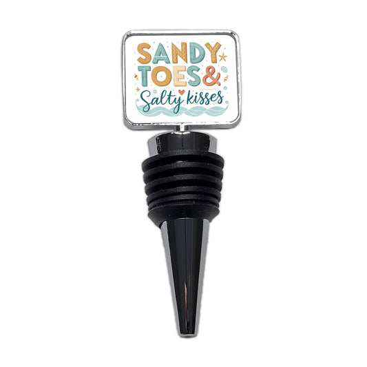 Sandy Toes Salty Kisses Ocean Beach Wine Bottle Stopper