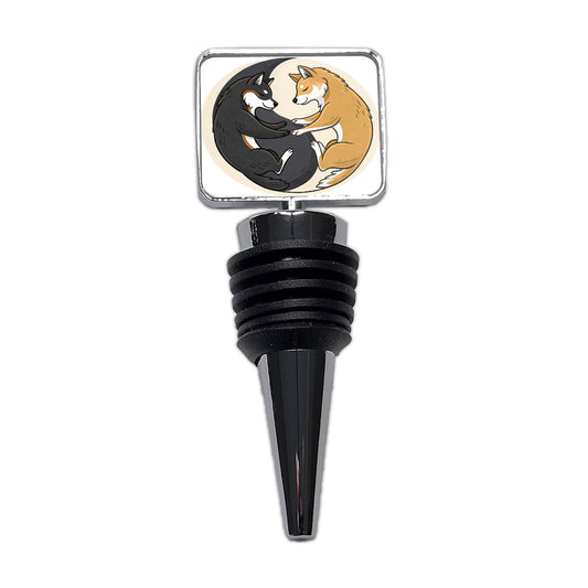 Shiba Inus Yin Yang Dogs Wine Bottle Stopper