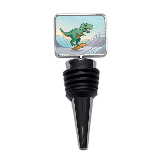 Skateboarding Tyrannosaurus Rex Dinosaur Cute Wine Bottle Stopper