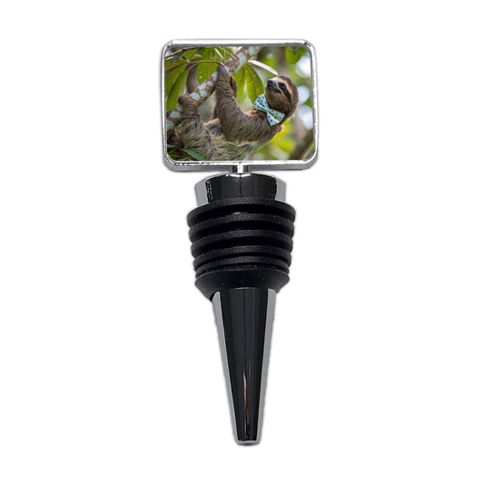 Sloth Wearing Bow Tie Funny Wine Bottle Stopper