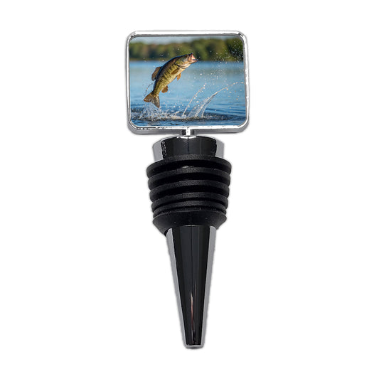 Smallmouth Bass Fish Jumping Fishing Wine Bottle Stopper