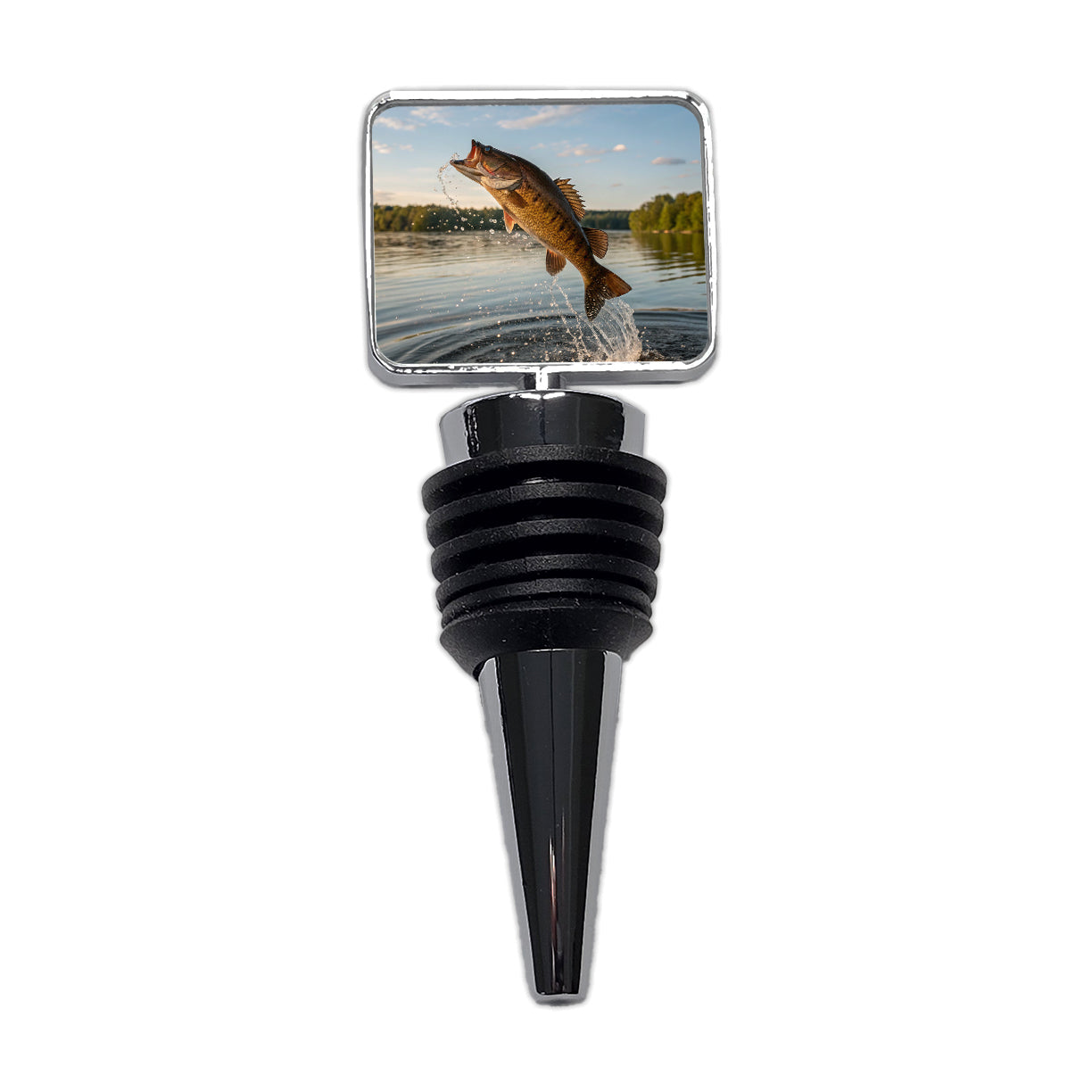 Smallmouth Bass Fish Jumping River Fishing Wine Bottle Stopper