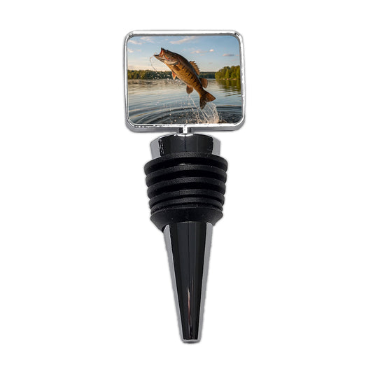 Smallmouth Bass Fish Jumping River Fishing Wine Bottle Stopper