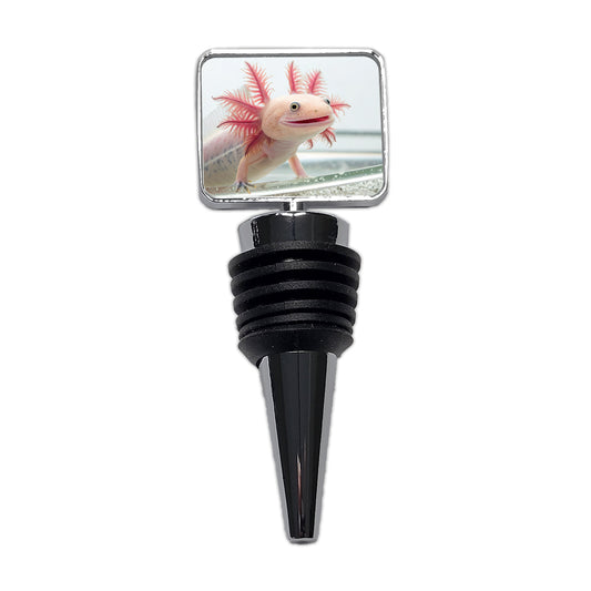 Smiling Axolotl Cute Funny Wine Bottle Stopper