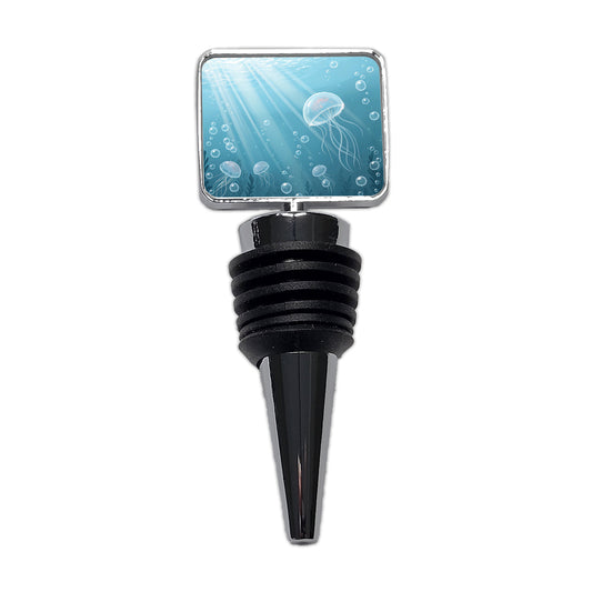 Soft Blue Tones Floating Jellyfish Bubbles Ocean Wine Bottle Stopper