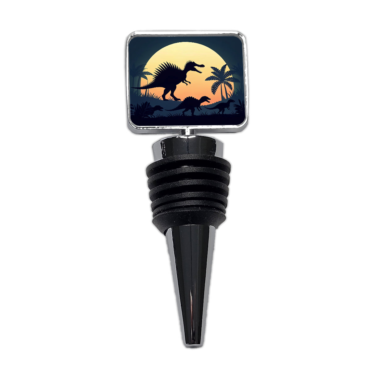 Spinosaurus Silhouettes Dinosaurs Wine Bottle Stopper