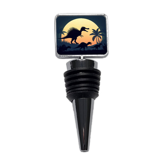 Spinosaurus Silhouettes Dinosaurs Wine Bottle Stopper