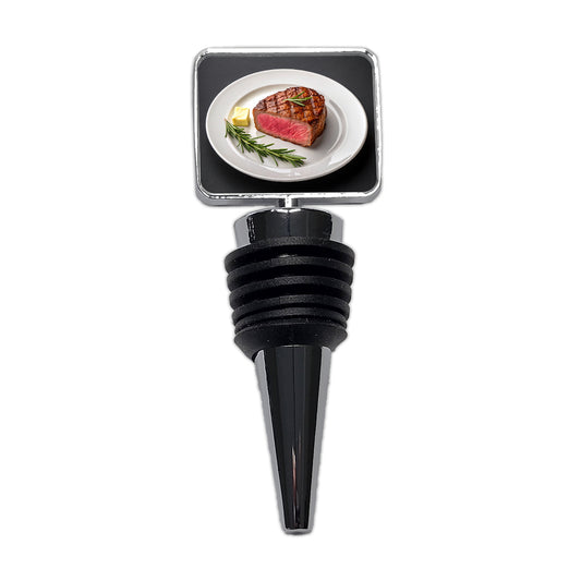 Steak Dinner On Plate Wine Bottle Stopper