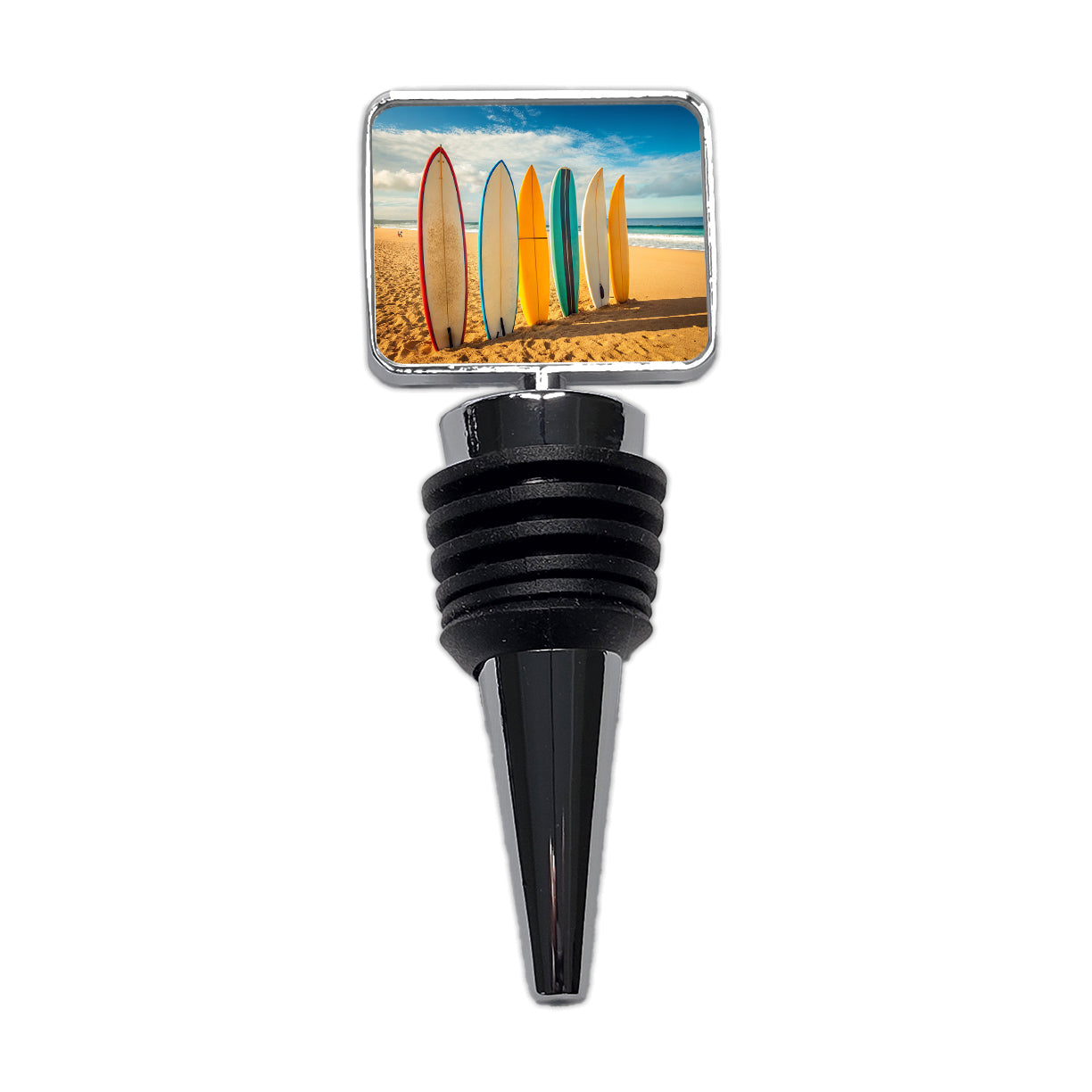 Surfboard Lineup On Beach Wine Bottle Stopper