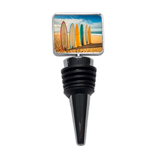 Surfboard Lineup On Beach Wine Bottle Stopper