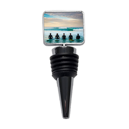 Surfing Surfers Surfboards Lineup Ocean Wine Bottle Stopper