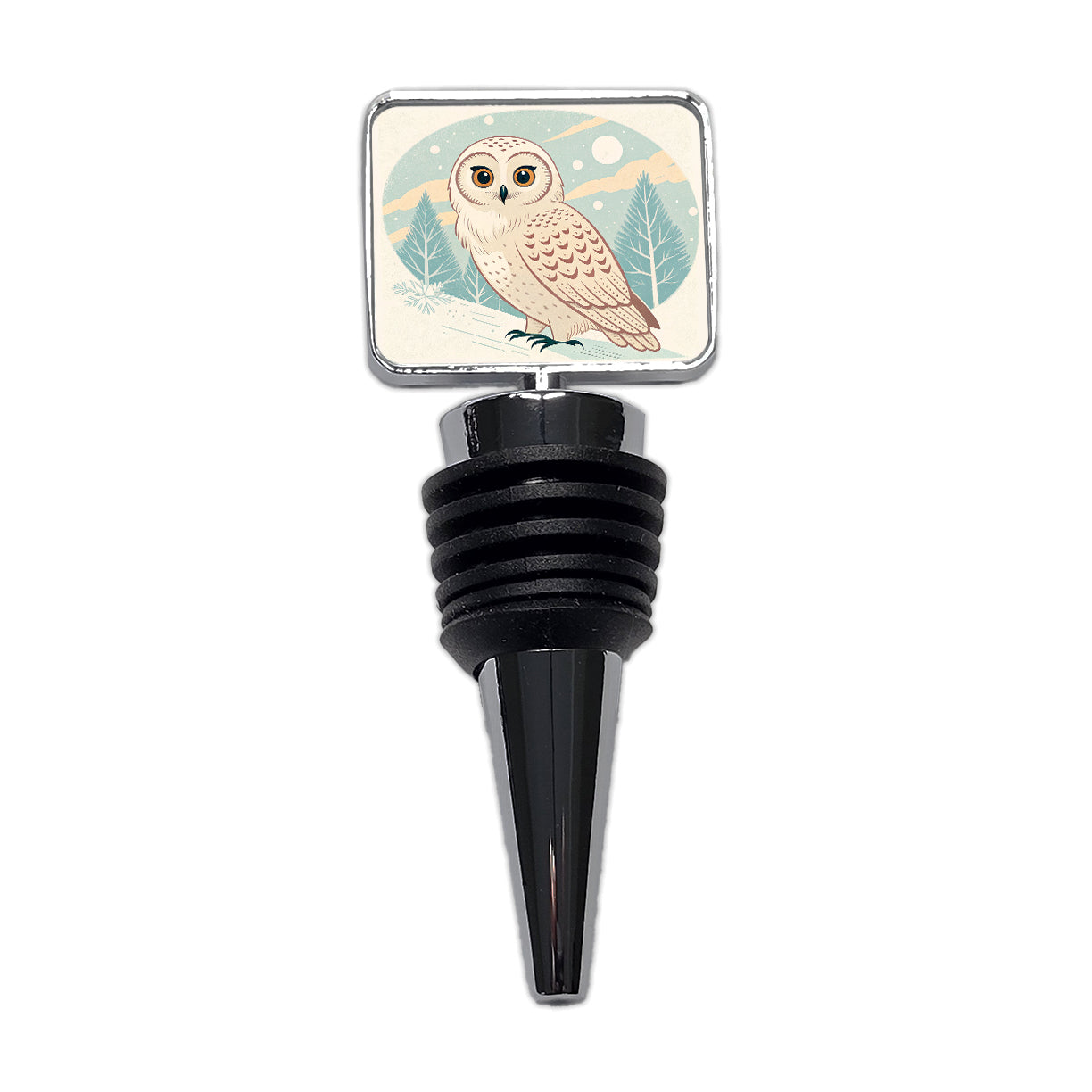 Sweet Snowy Owl Winter Wine Bottle Stopper