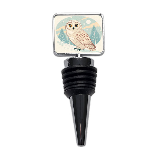 Sweet Snowy Owl Winter Wine Bottle Stopper