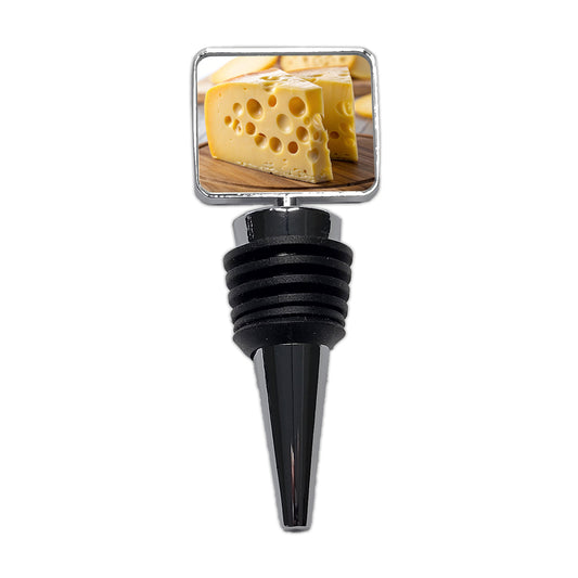 Swiss Cheese on Cutting Board Wine Bottle Stopper