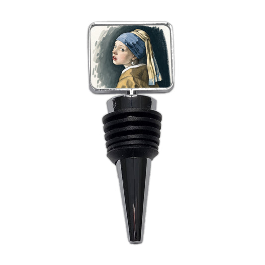 The Girl With A Pearl Earring By Johannes Vermeer Inspired Wine Bottle Stopper