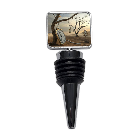 The Persistence Of Memory By Salvador Dali Parody Clocks Wine Bottle Stopper