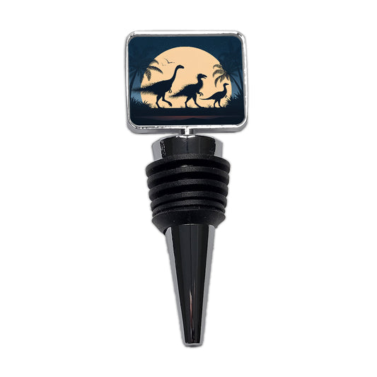 Therizinosaurus Silhouettes Night Dinosaurs Wine Bottle Stopper