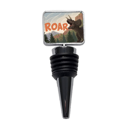 Triceratops Roar Bold Dinosaur Wine Bottle Stopper