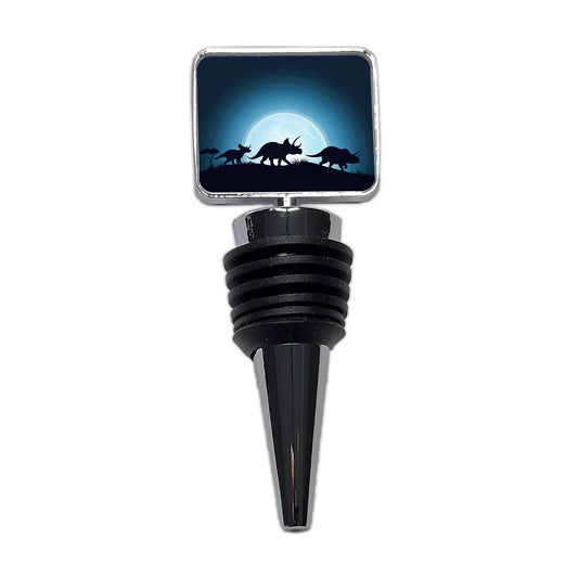 Triceratops Silhouettes Dinosaur Wine Bottle Stopper