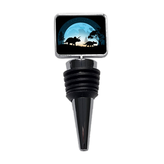 Triceratops Silhouettes Night Dinosaurs Wine Bottle Stopper