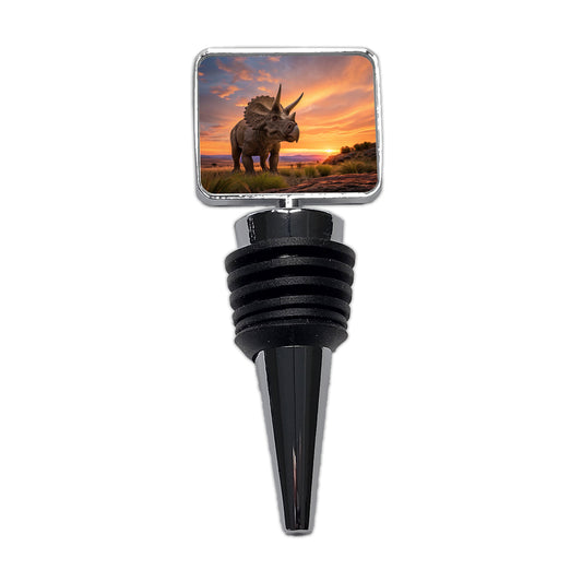 Triceratops Sunset Dinosaur Wine Bottle Stopper