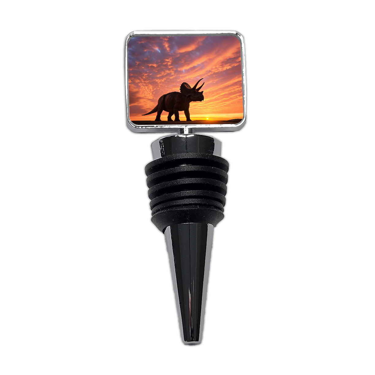 Triceratops Sunset Sunrise Dinosaur Wine Bottle Stopper