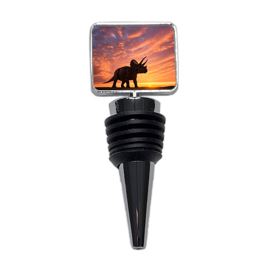 Triceratops Sunset Sunrise Dinosaur Wine Bottle Stopper