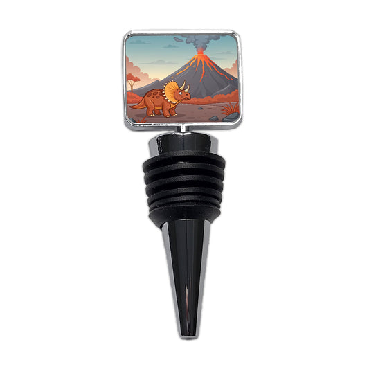 Triceratops Volcano Dinosaur Wine Bottle Stopper