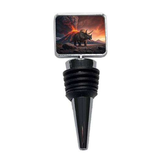 Triceratops Volcano Erupting Dinosaur Wine Bottle Stopper